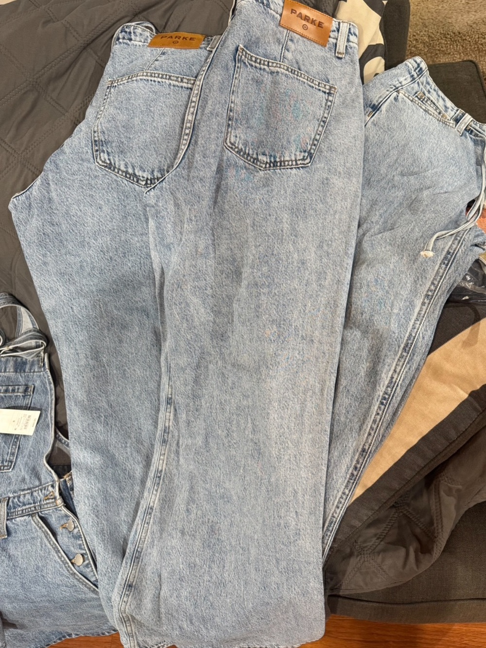 Women’s Mid Rise Drawstring Baggy Jeans Parke X Target Light Wash